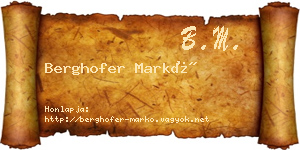 Berghofer Markó névjegykártya